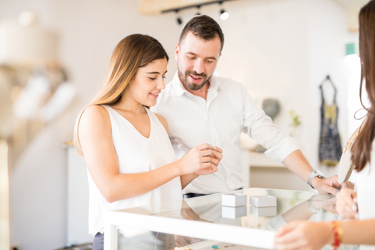 Couple choosing a ring