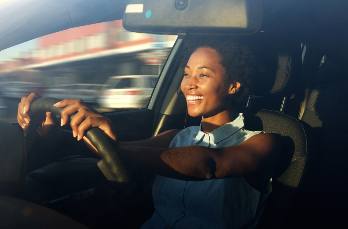 Woman driving safely